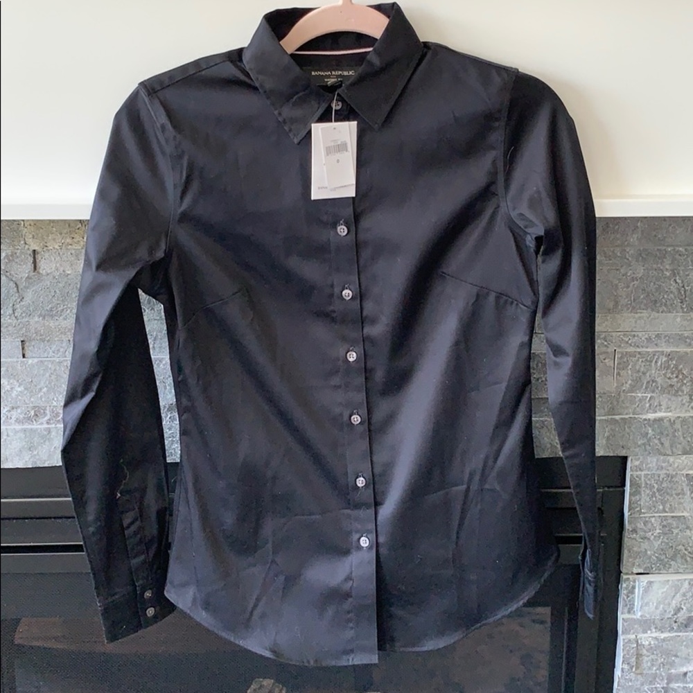 NWT Banana Republic Black Tailored Button Down